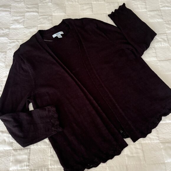 Croft & Barrow Slub Knit Black Cardigan Size M - Picture 1 of 8